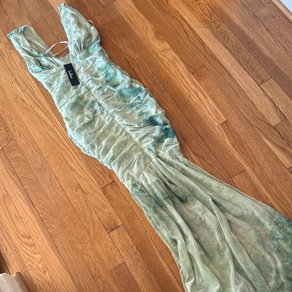 Lulu's Mint Green Ruched Maxi Dress - Picture 3 of 7